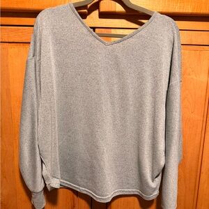 Light-Green V-Neck Open Back Women's Sweater